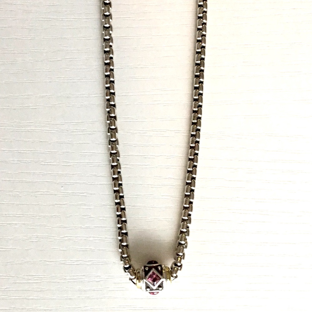 NWT David Yurman Renaissance Station Box Chain Amethyst Necklace.